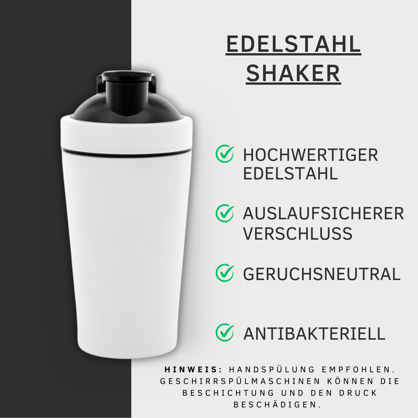 TREN DU BRAUCHST SONST LAUCH DU BLEIBST Edelstahl Shaker